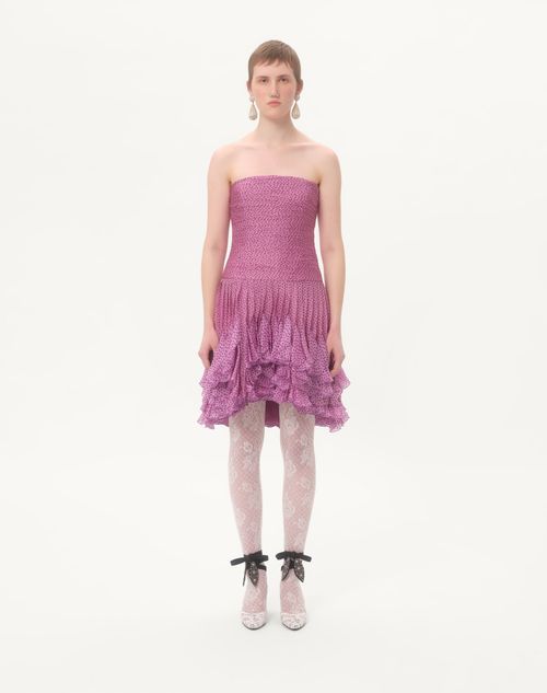 Valentino - Plusdepois Print Chiffon Dress - Absolute Rose/black - Woman - Dresses