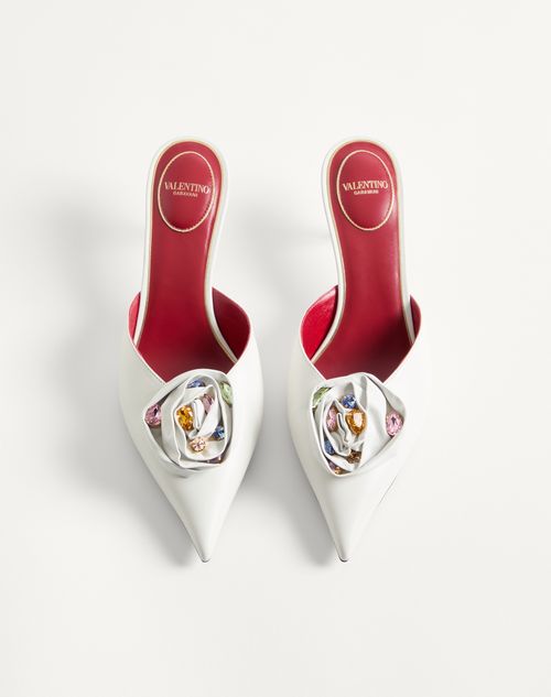 Valentino Garavani - Drip Rose Kidskin Mule With Crystals 55mm - White - Woman - Pumps And Slingbacks