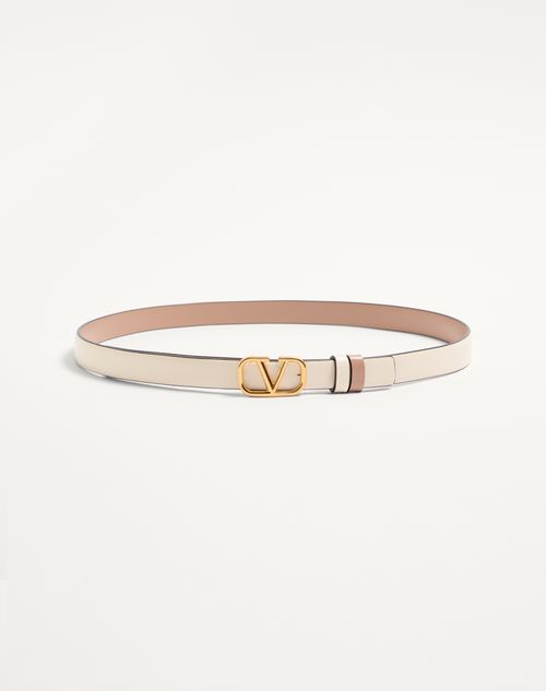 Valentino Garavani Reversible Vlogo Signature Belt In Glossy Calfskin 20 Mm Woman Light Ivory/rose Cannelle 080