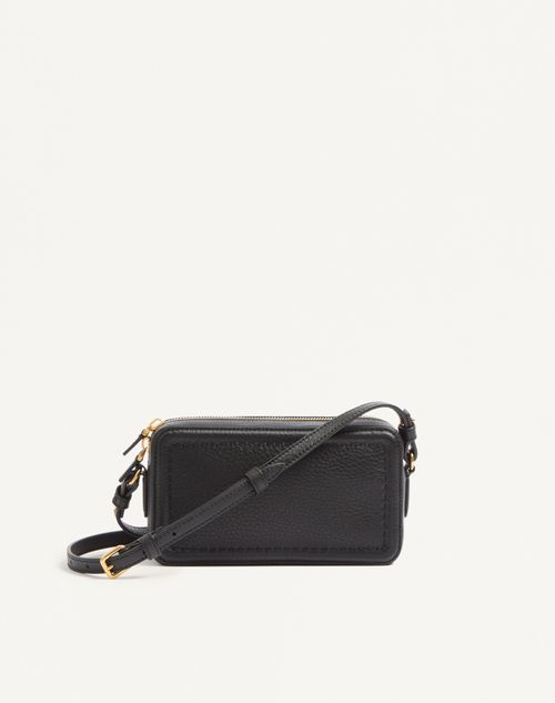 Valentino Garavani - Valentino Garavani Alltime Mini Shoulder Bag In Grainy Calfskin - Black - Woman - Clutches