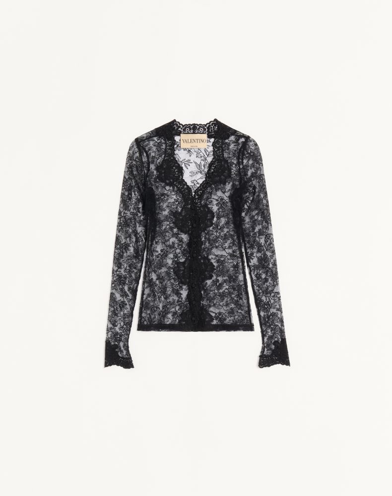 Valentino Women's Black Stretch Lace Cardigan Woman Xs
