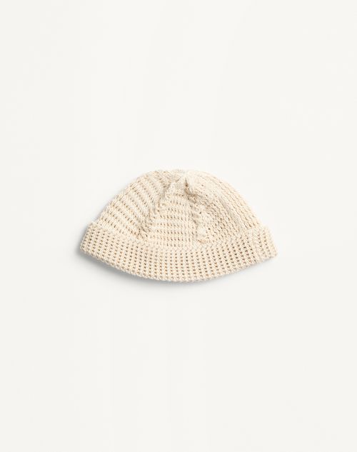 Valentino Garavani - Vlogo Signature Knitted Cotton Beanie - Butter - Man - Hats And Gloves