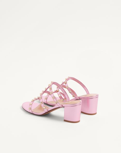 Valentino Garavani - Rockstud Slide Sandal In Laminated Nappa 60mm - Giacinto - Woman - Sandals