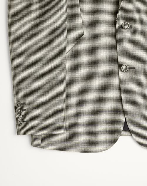 Valentino - Valentino Single-breasted Wool Jacket With Houndstooth Pattern - Ivory/black - Man - Coats And Blazers