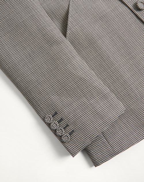 Valentino - Valentino Single-breasted Wool Jacket With Houndstooth Pattern - Ivory/black - Man - Coats And Blazers