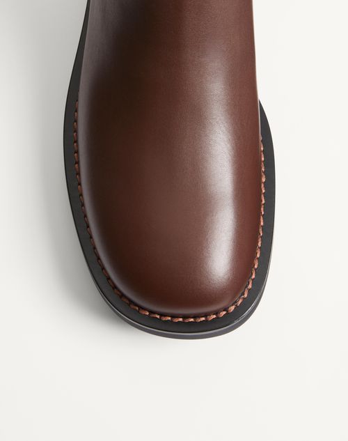 Valentino Garavani - Urbie Calfskin Ankle Boot - Bark Brown - Man - Boots