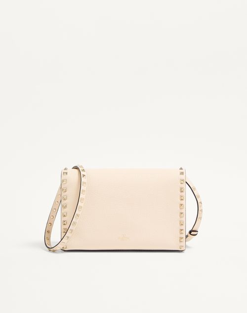 Valentino Garavani - Small Rockstud Grainy Calfskin Crossbody Bag - Light Ivory - Woman - Bags