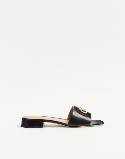 Valentino Garavani Vlogo Signature Slide Sandal In Calfskin 20mm Woman Black 39.5
