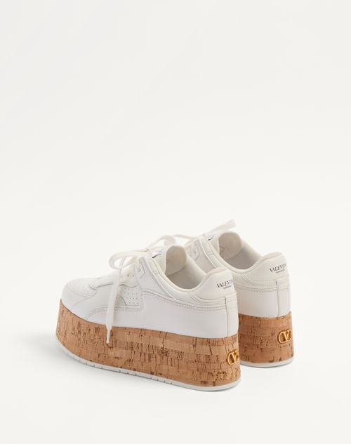 Valentino Garavani - Freedots Xl Calfskin And Cork Sneaker - White - Woman - Trainers