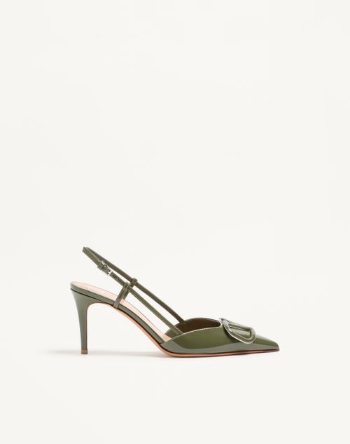 Valentino Garavani - Vlogo Signature Patent Leather Slingback Pump 80mm - Military Green - Woman - Pumps