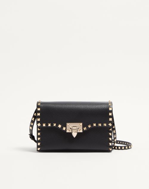 Valentino Garavani Small Rockstud Grainy Calfskin Crossbody Bag Woman Black Onesize