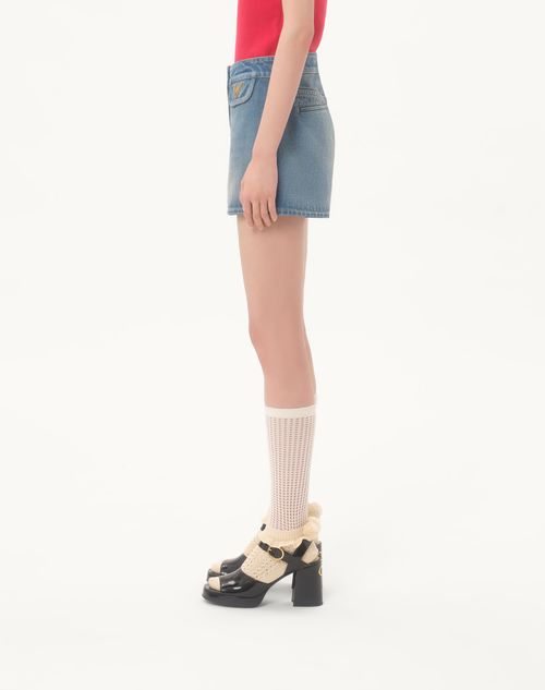 Valentino - Denim Shorts - Blue - Woman - Denim