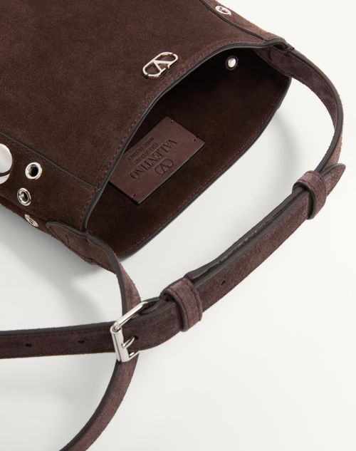 Valentino Garavani - Valentino Garavani Nellcôte Small Shoulder Bag In Suede With Fringes - Brown - Woman - Shoulder Bags