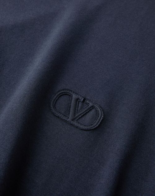 Valentino - Long-sleeve Cotton T-shirt With Vlogo Signature Patch - Navy - Man - T-shirts And Sweatshirts