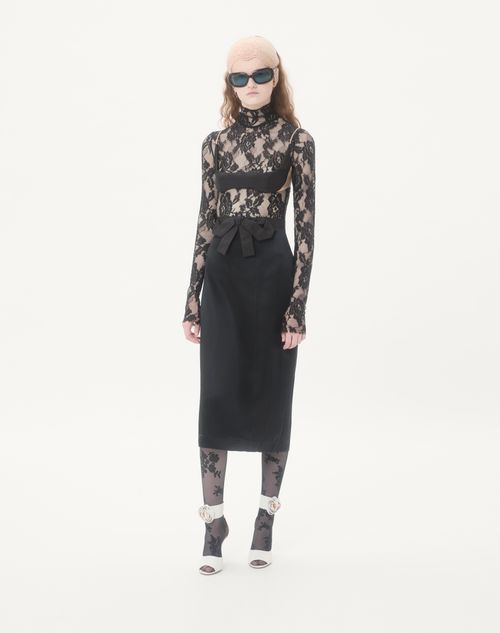 Valentino - Satin Skirt - Black - Woman - Skirts