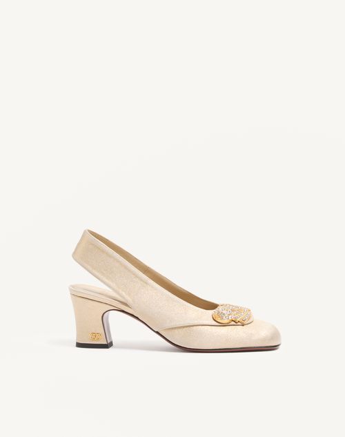 Valentino Garavani Adamantine Slingback Pumps In Glitter Fabric 60mm Woman Antique Brass 40.5 In Gold