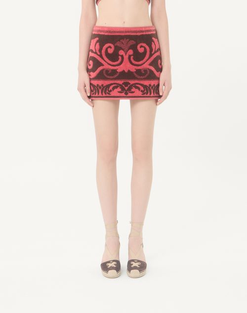 Valentino - Falda De Felpa - Chocolate/coral - Mujer - Faldas