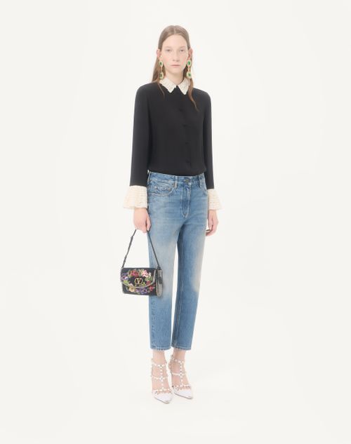 Valentino - Georgette Blouse - Black/ivory - Woman - Shirts And Tops