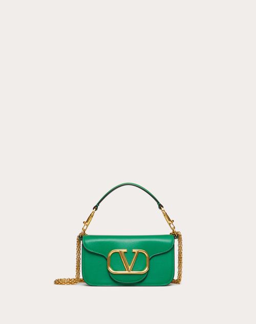 Valentino Garavani Locò Small Shoulder Bag In Calfskin Woman Green Uni