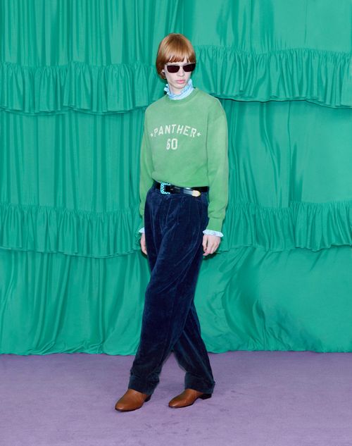 Valentino - Camisa De Algodón A Rayas Con Volantes - Celeste - Hombre - Camisas