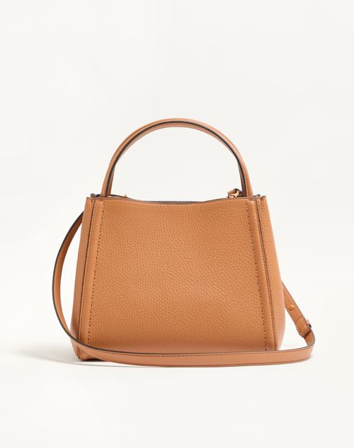 Valentino Garavani - Valentino Garavani Alltime Medium Handbag In Grainy Calfskin With Cherryfic Embroidered Ribbon Shoulder Strap - Almond - Woman - Top Handle Bags