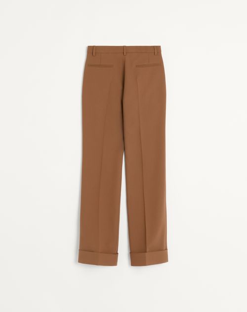 Valentino - Nylon Cuffed Gabardine Pants - Nut - Man - Pants And Shorts