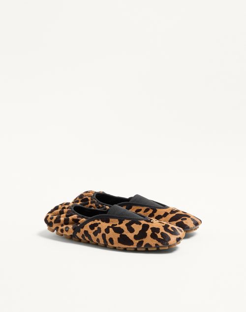 Valentino Garavani - Rhytmika Ballerina In Haircalf With Fauve Eclat Print - Animal Print - Man - Sneakers