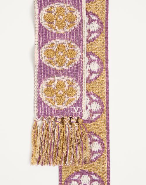 Valentino Garavani - Foulard Antibes Avec Fibre Métallique - Violet/or - Femme - Accessoires Textiles