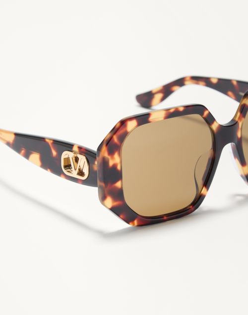 Valentino - ジオメトリックデザイン アセテート メガネ - ハバナ/ブラウン - ウィメンズ - アイウェア