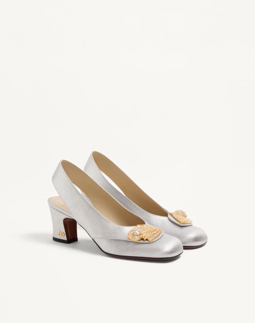 Valentino Garavani - Adamantine Slingback Pumps In Glitter Fabric 60mm - Silver - Woman - Pumps