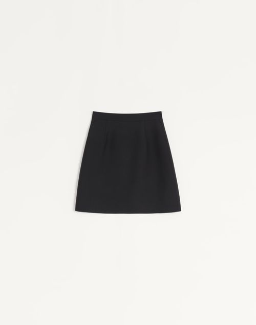 Valentino - Falda Corta De Crepe Couture Con V Gold - Negro - Mujer - Faldas
