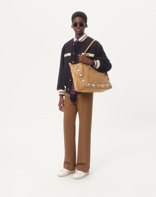 Valentino - Nylon Cuffed Gabardine Pants - Nut - Man - Pants And Shorts