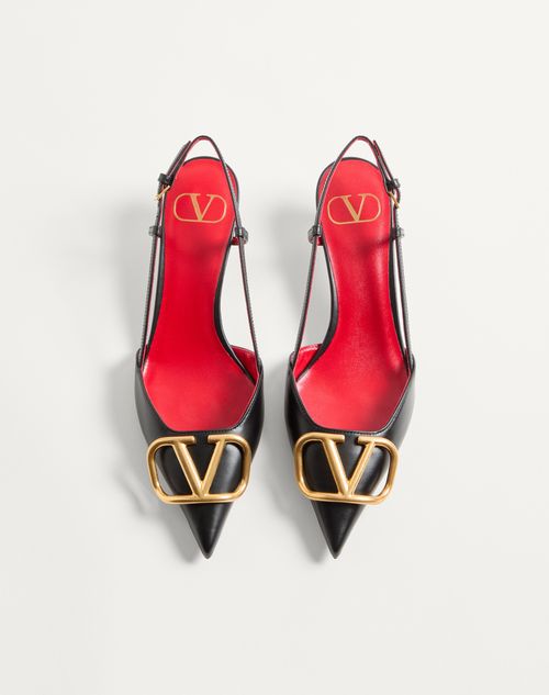 Valentino Garavani - Vlogo Signature Calfskin Slingback Pump 40mm / 1.6 In. - Black - Woman - Shoes