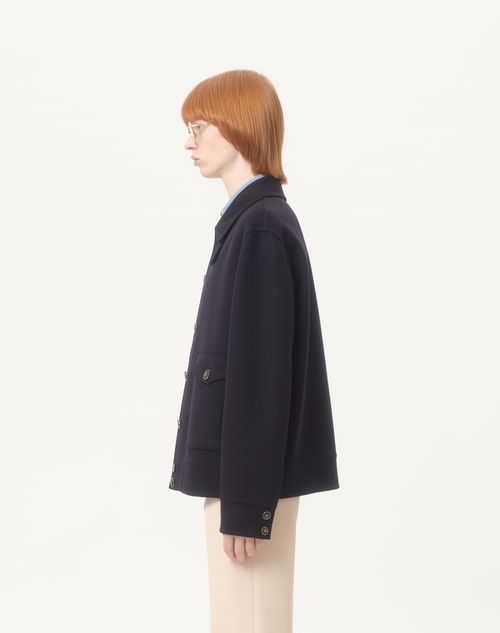 Valentino - Double Wool And Cashmere Bomber Jacket - Night - Man - Outerwear