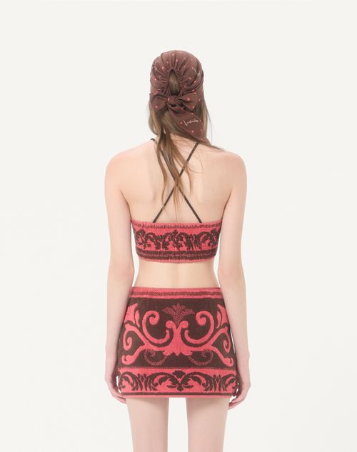 Valentino - Top In Tessuto Spugna - Chocolate/corallo - Donna - Camicie E Top