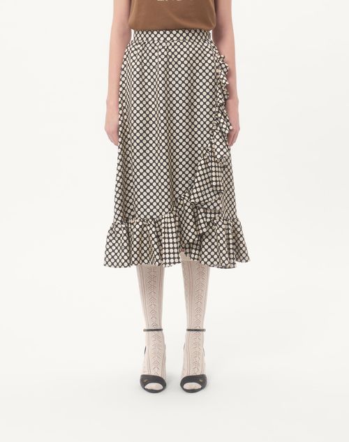 Valentino - Twill Skirt With Plus De Pois Print - Black/white - Woman - Skirts