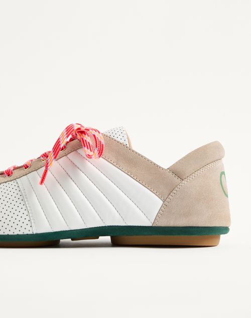 Valentino Garavani - Strikie Sneaker In Perforated Nappa And Suede - White - Man - Sneakers