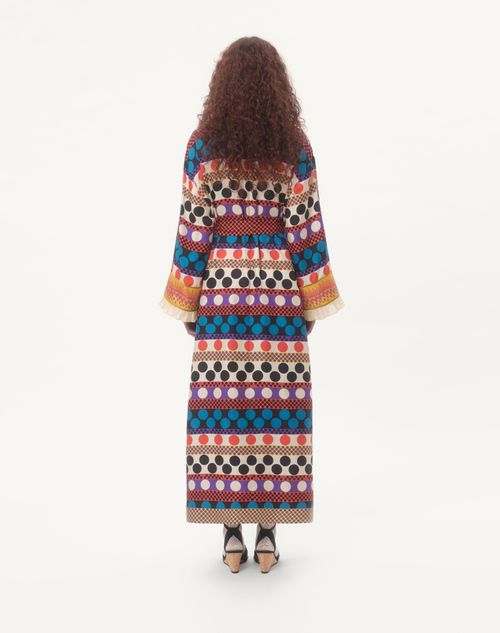 Valentino - Twill Dressing Gown With Opticool Riga Pois Print - Multicolor - Woman - Coats And Outerwear