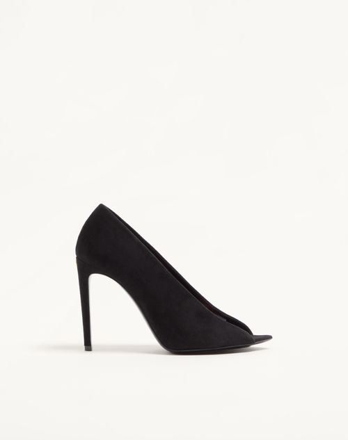 Valentino Garavani Open Toe Révélé Suede Pumps 105mm Woman Black 36.5