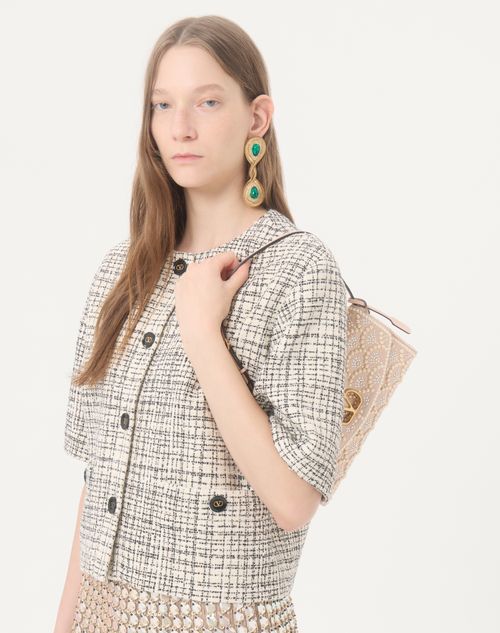Valentino Garavani - Valentino Garavani Devain Small Shoulder Bag With Pearls And Rhinestones - Cream - Woman - Shoulder Bags