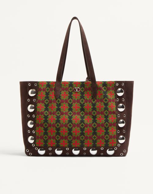 Valentino Garavani Bolso De Compras Grande Valentino Garavani Nellcôte De Jacquard Hombre Multicolor/testa Di Moro Un Tamaño
