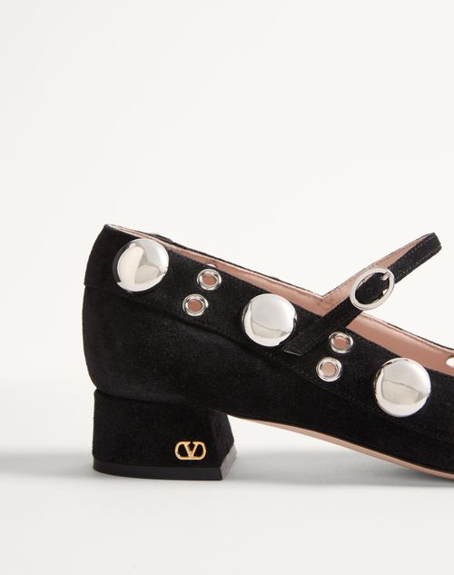 Valentino Garavani - Nellcôte Mary-jane Pumps In Crust Leather 30mm - Black - Woman - Ballerinas