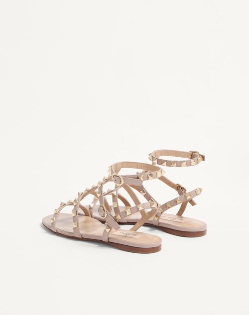 Valentino Garavani - Rockstud Flat Calfskin Sandal With Straps - Skin - Woman - Sandals