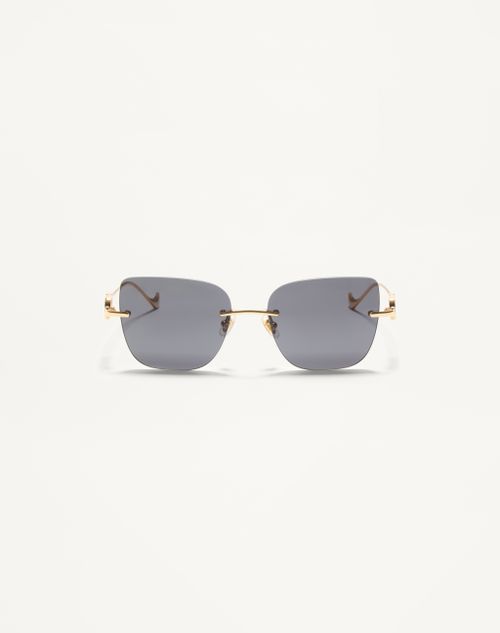 Valentino - Geometric Metal Eyewear - Gold/grey - Woman - Eyewear
