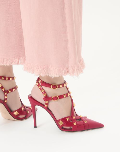 Valentino Garavani - Zapatos De Salón Studdy De Cabritilla Con Tacón De 100 mm - Rojo - Mujer - Salones