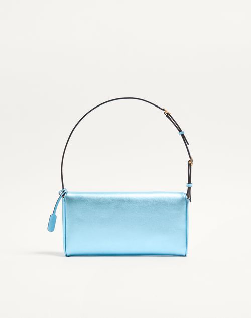 Valentino Garavani - Bolso De Hombro Pequeño Valentino Garavani Devain En Cuero Napa Laminado - Celeste - Mujer - Bolsos De Hombro