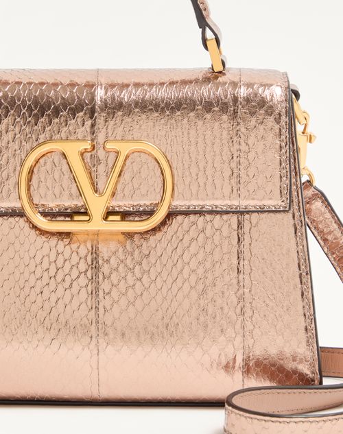 Valentino Garavani - Valentino Garavani Vsling Small Handbag In Laminated Elaphe - Pink - Woman - Top Handle Bags