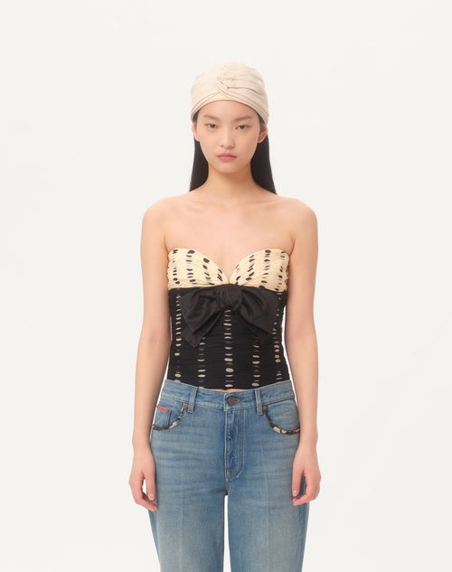 Valentino - Chiffon Top With Plusdepois Print - Black/birch - Woman - Shirts And Tops