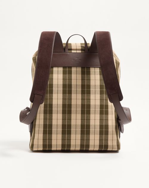 Valentino Garavani - Valentino Garavani Antibes Backpack In Check Fabric - Green/beige - Man - Backpacks