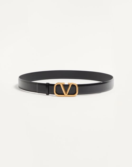 Valentino Garavani - Cintura Vlogo Signature In Vitello 30 Mm - Nero - Uomo - Accessori